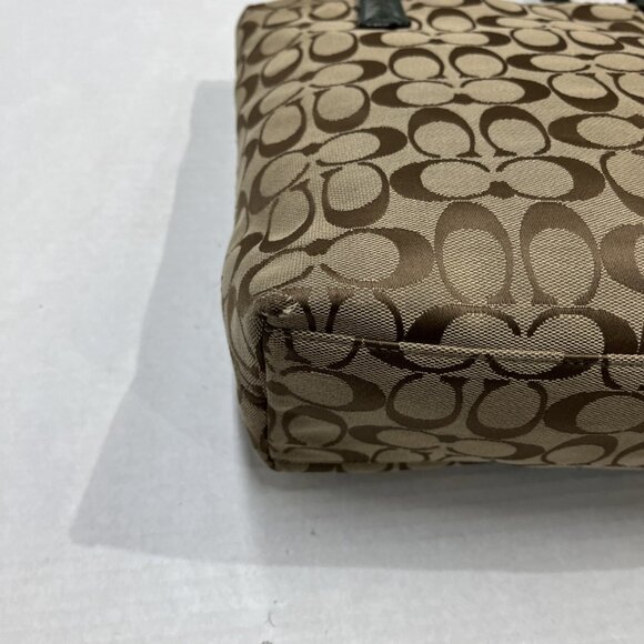 Coach Purse Signature Jacquard North South Green Python Deep Khaki Shoulder Bag - Picture 8 of 16